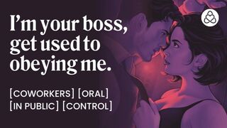 Slutty rival colleague lets me cum in her mouth | Surveillance camera office fuck ASMR