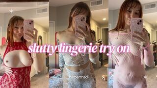 Sheer Slutty Lingerie Try On